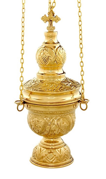 Orthodox church censer incense burner thurible polished brass 24cm