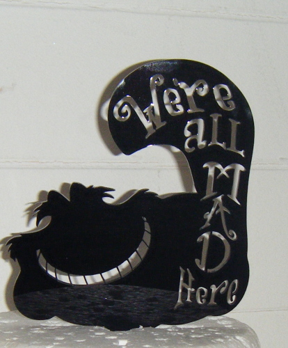 We're all mad here Cheshire Cat Silhouette Acrylic Cake Topper