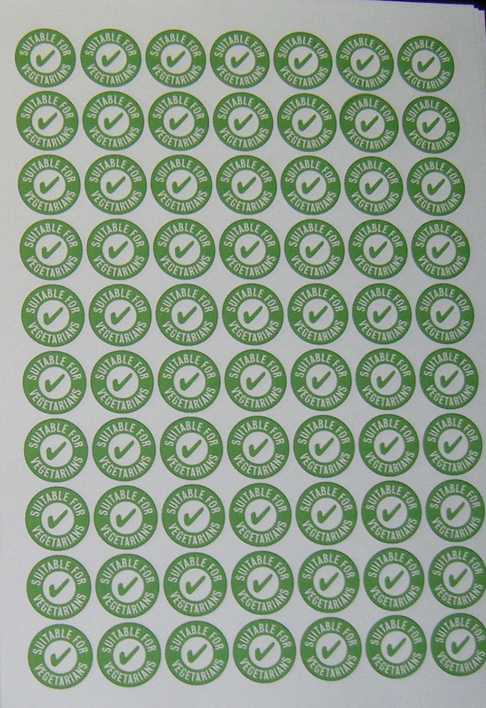 A4 Sheet of Vegetarian Stickers 