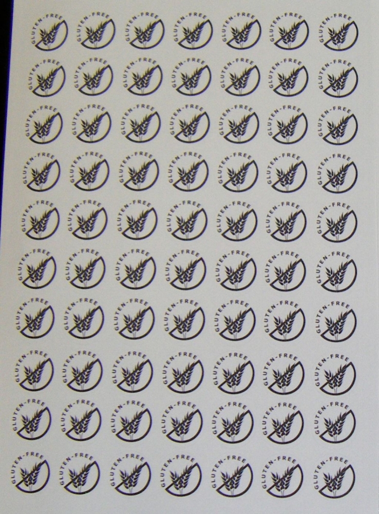 A4 Sheet of Gluten Free Stickers 