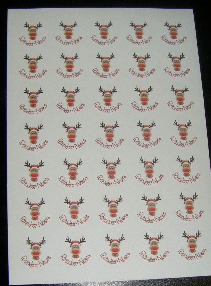 A4 Sheet of Round Reindeer Noses Stickers