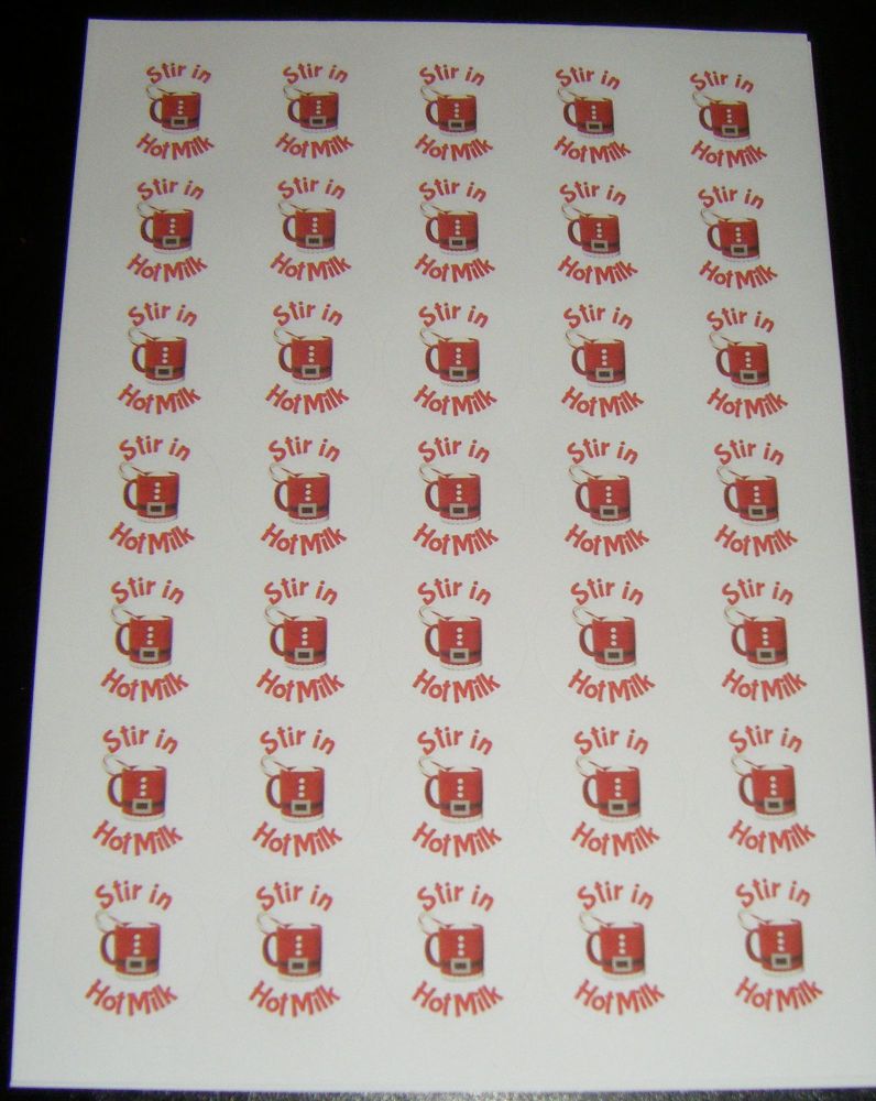 A4 Sheet of Round Stir in Hot Milk Stickers