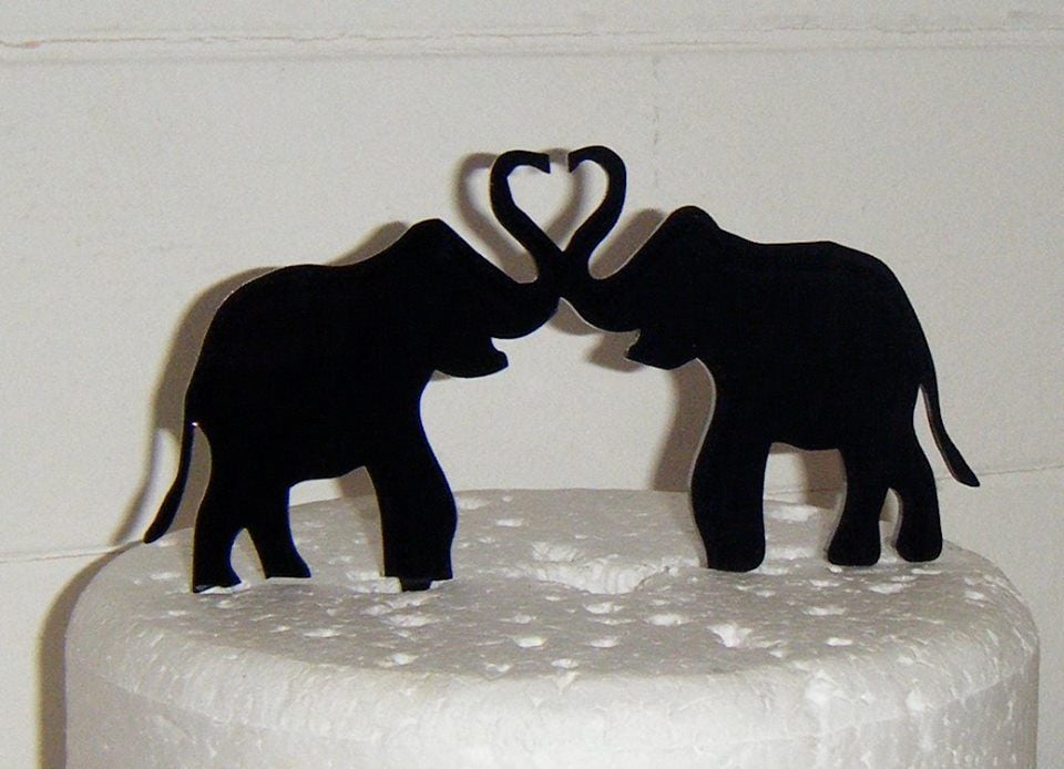 Elephant couple Silhouette Cake Topper