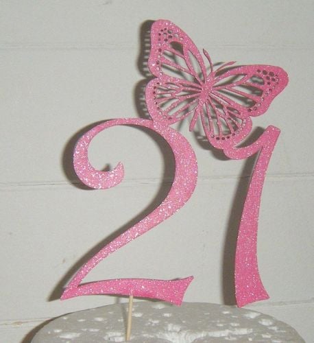 21 with Butterfly Cake Topper