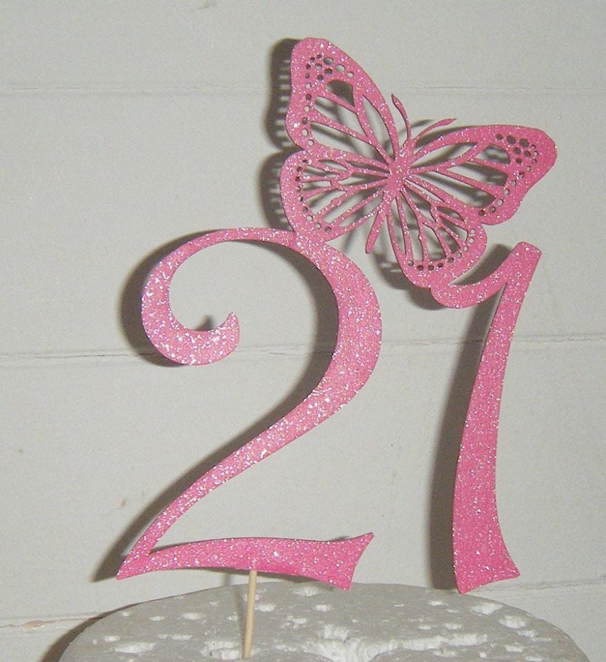 21 with Butterfly Cake Topper