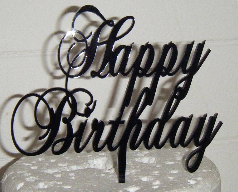Happy Birthday Cake Topper Swirly