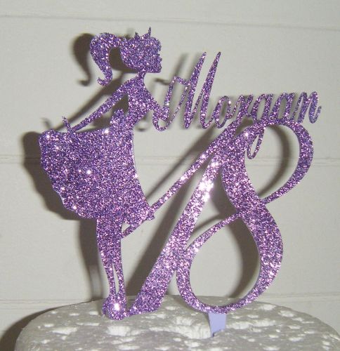 Name number and girl silhouette Topper Custom made