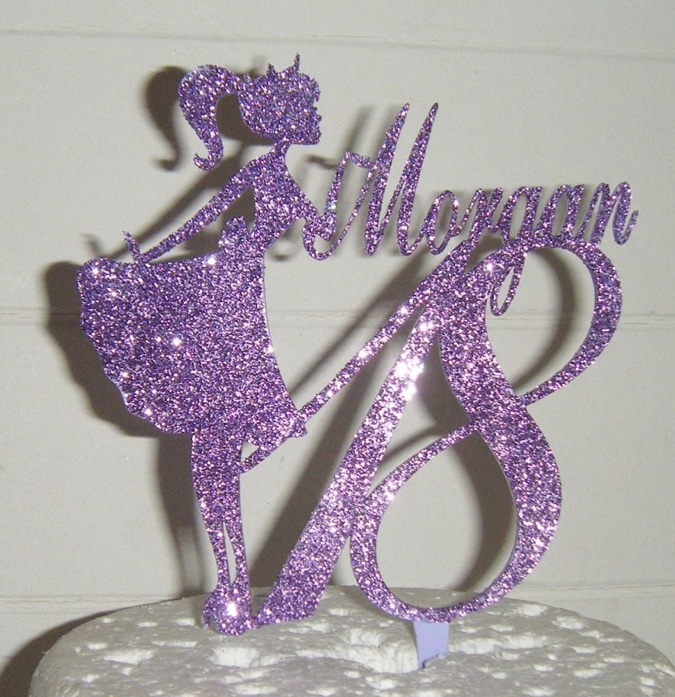 Name number and girl silhouette Topper Custom made