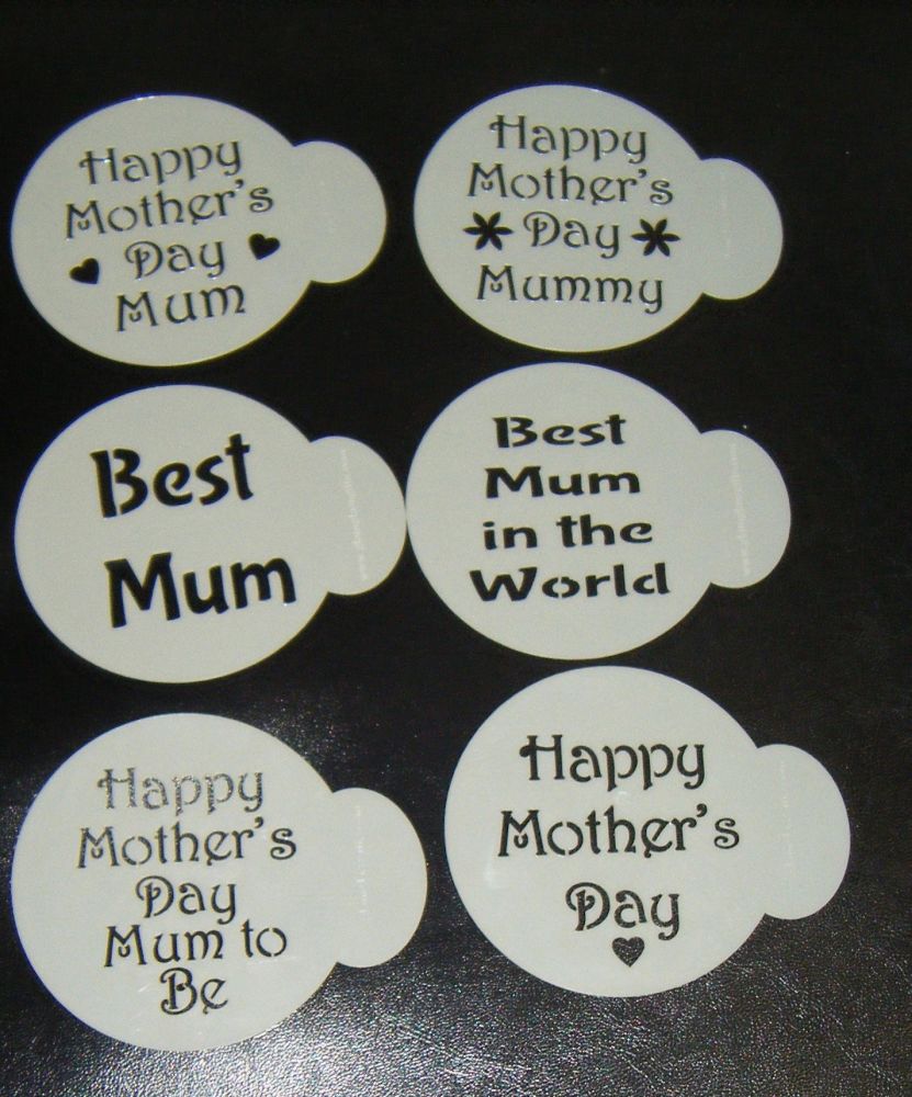 6 x Mother's day Best Mum cupcake Stencils