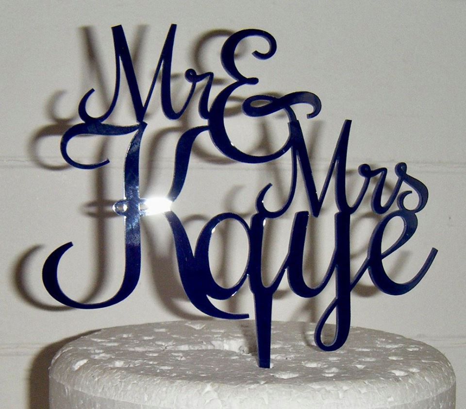 Mrs + Mr Name Rochester Cake Topper