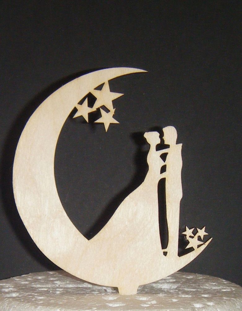 Lasercut Moon Bride Groom Wedding Cake Topper Lasercut Moon Bride Groom Wedding Cake Topper