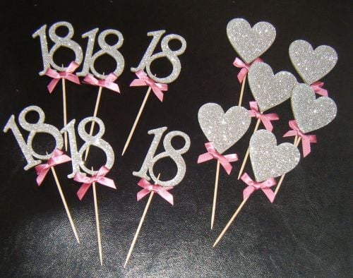 Glitter or Plain CUSTOM ORDER Cupcake Cake picks Large/Ribbons etc