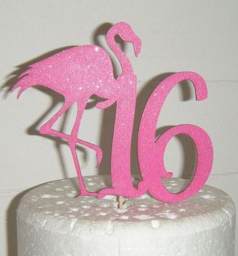 10, 18, etc or any number with Flamingo Cake Topper
