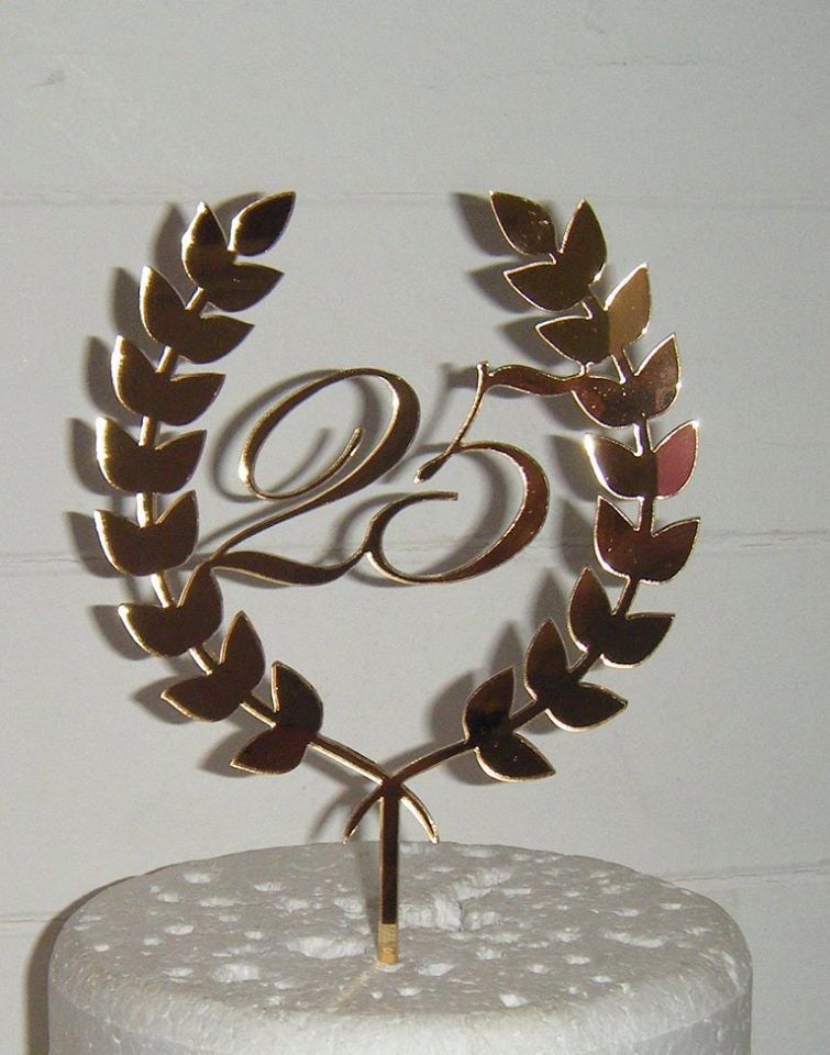 25, 16, 18, 40, etc or any number with Laurel Leaf design Cake Topper