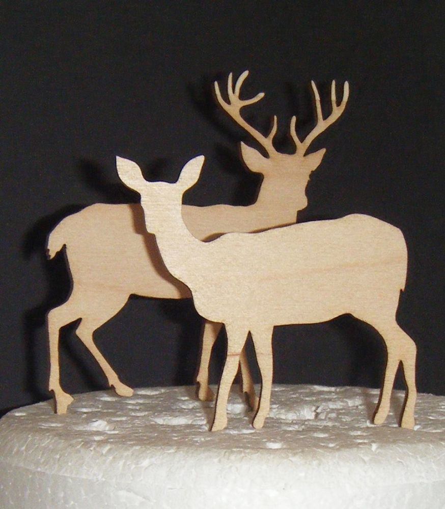 Wedding Pair of Deer Stag and Doe Silhouette Cake Topper