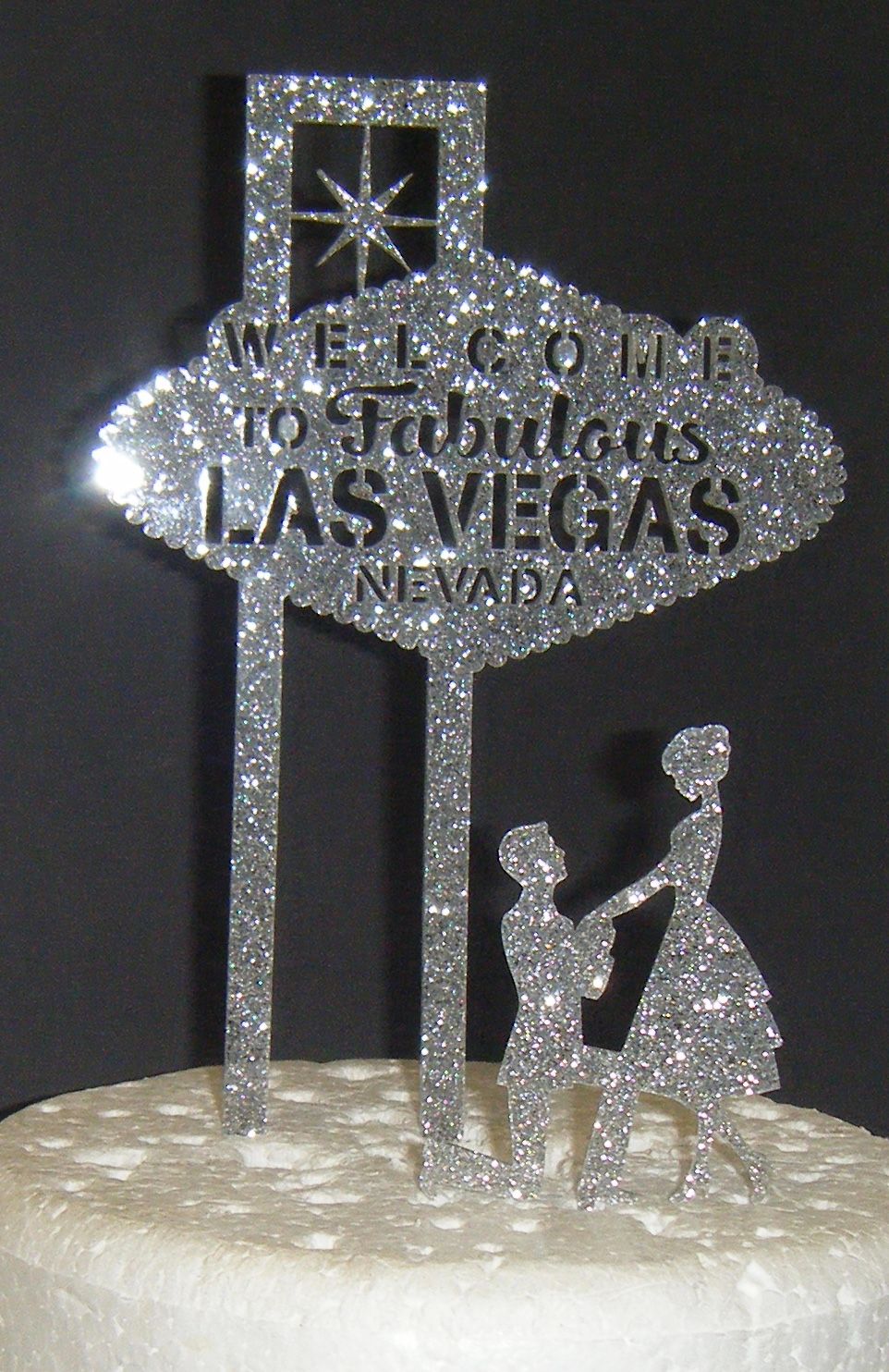 Las Vegas Wedding couple Silhouette Cake Topper style 3