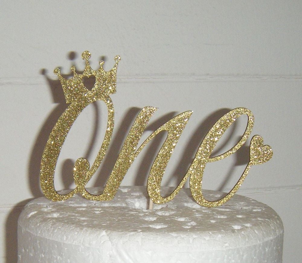 Number One with Crown and heart Cake Topper