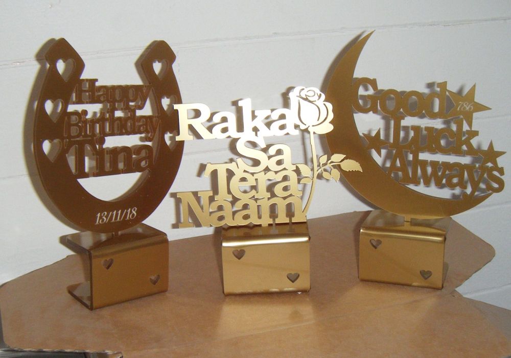Acrylic Cake Topper Keepsake Stand - Various designs