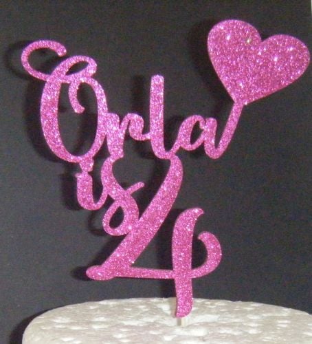 Number is name Custom Cake Topper 3 with heart flag