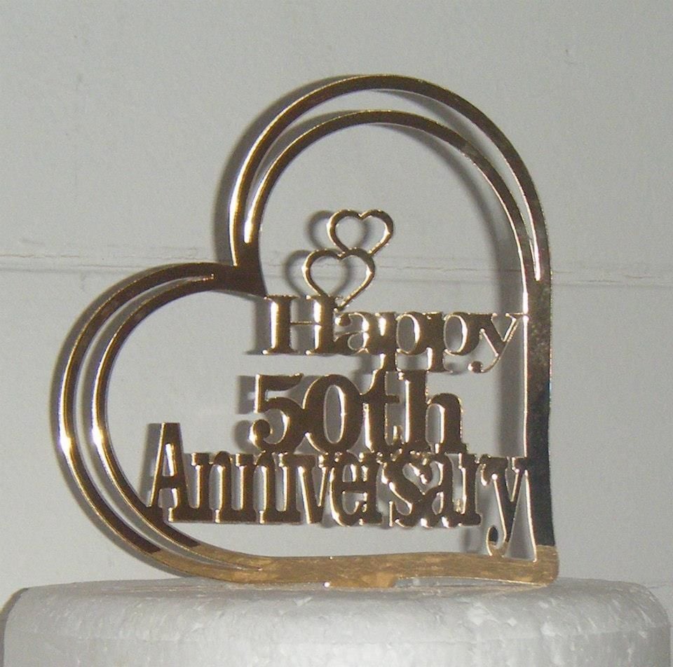 50th anniversary in Heart Cake Topper 25, 40, ANY number