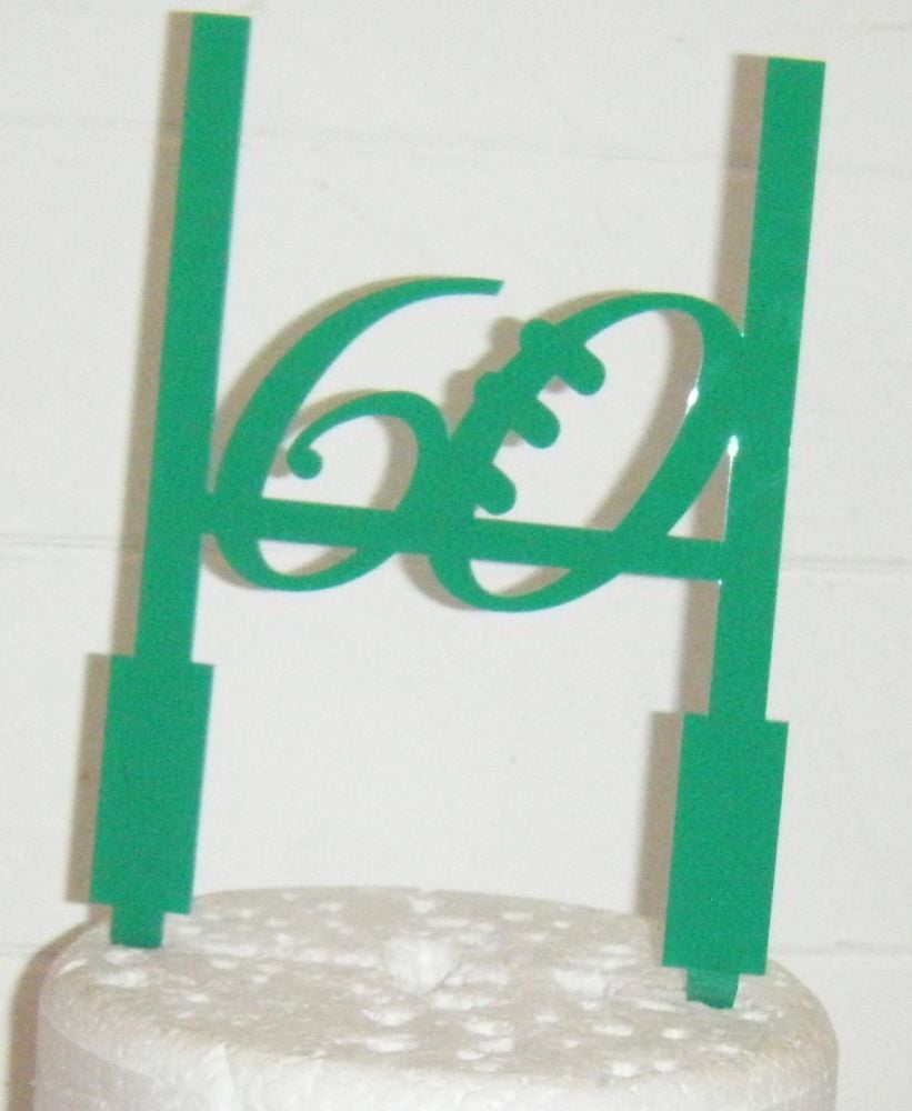 60 or 21, 18, 40, etc or any number with Rugby post Cake Topper