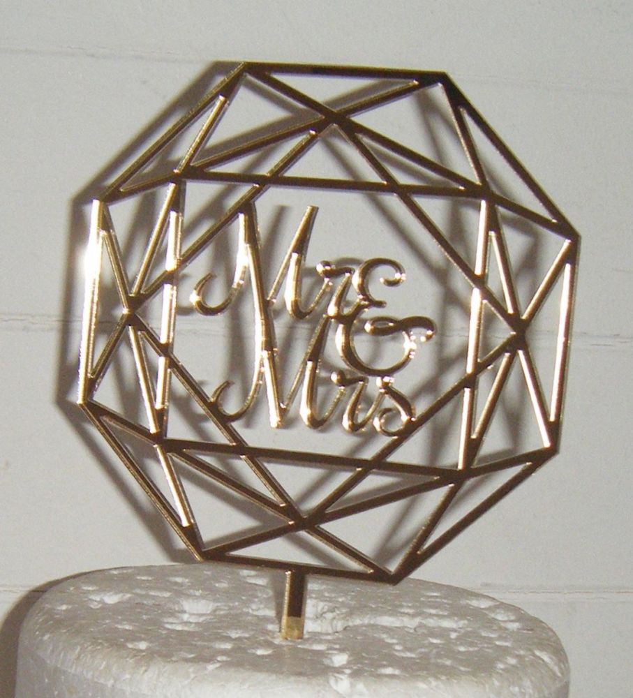 Geometric Mr & Mrs Cake Topper 2