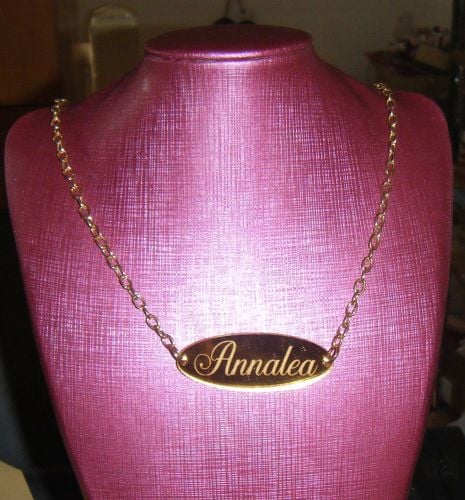 Bespoke Custom Gold or Silver Mirror engraved Name Necklace