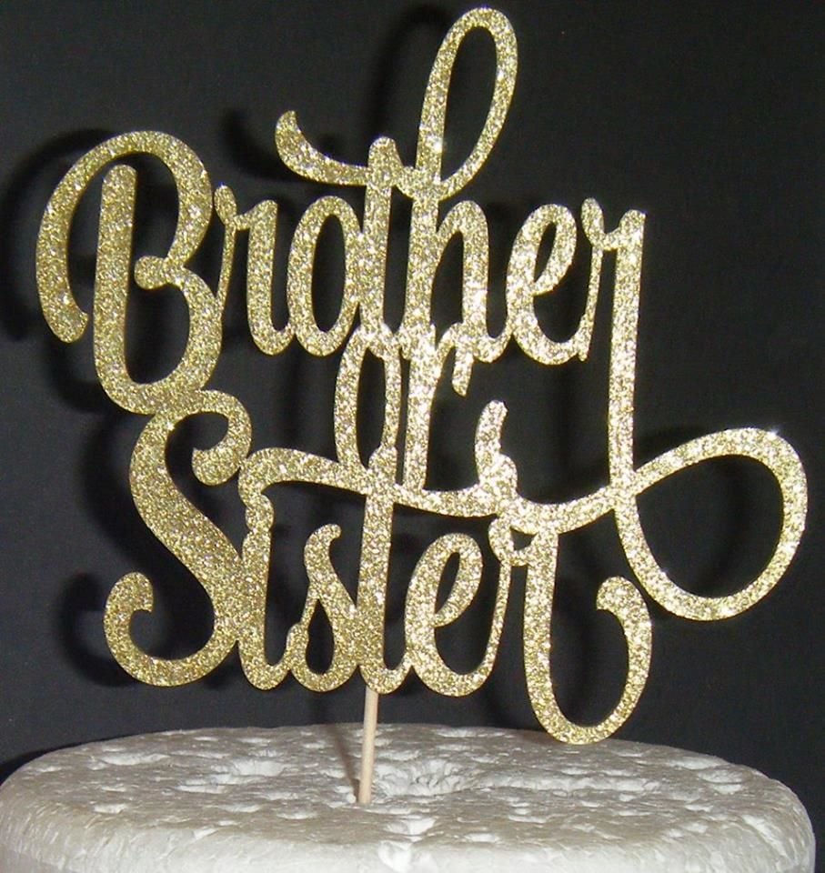 Brother or sister baby Shower Cake topper