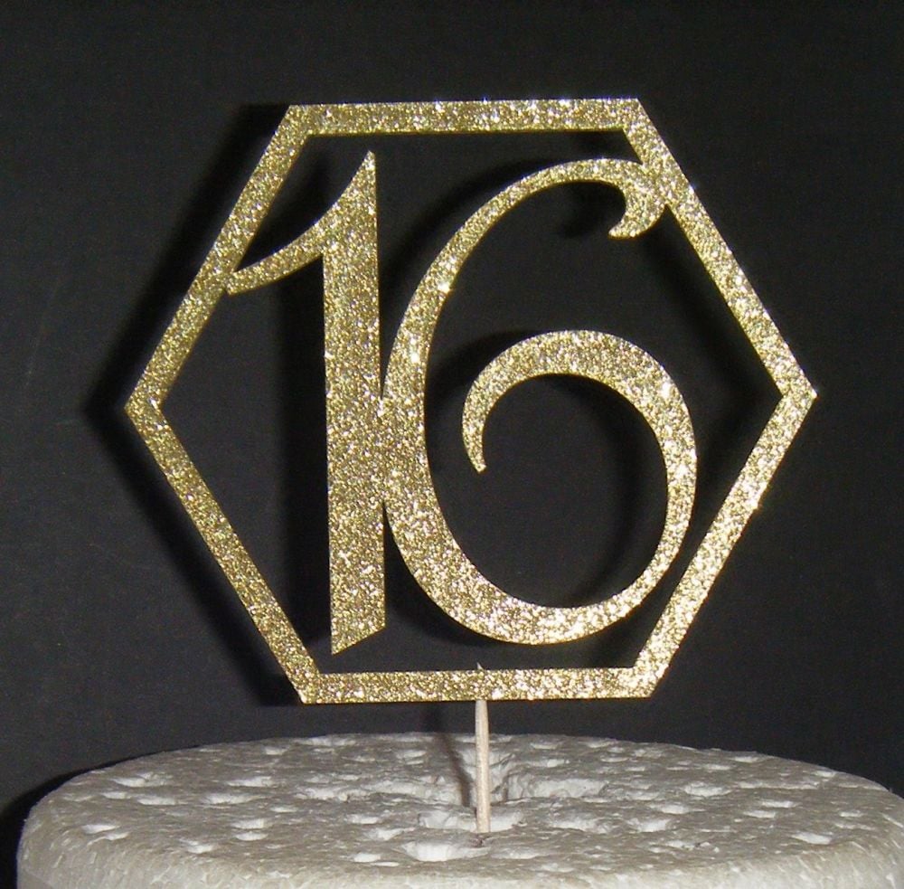 16 Cake Topper Geometric Design OR ANY NUMBER
