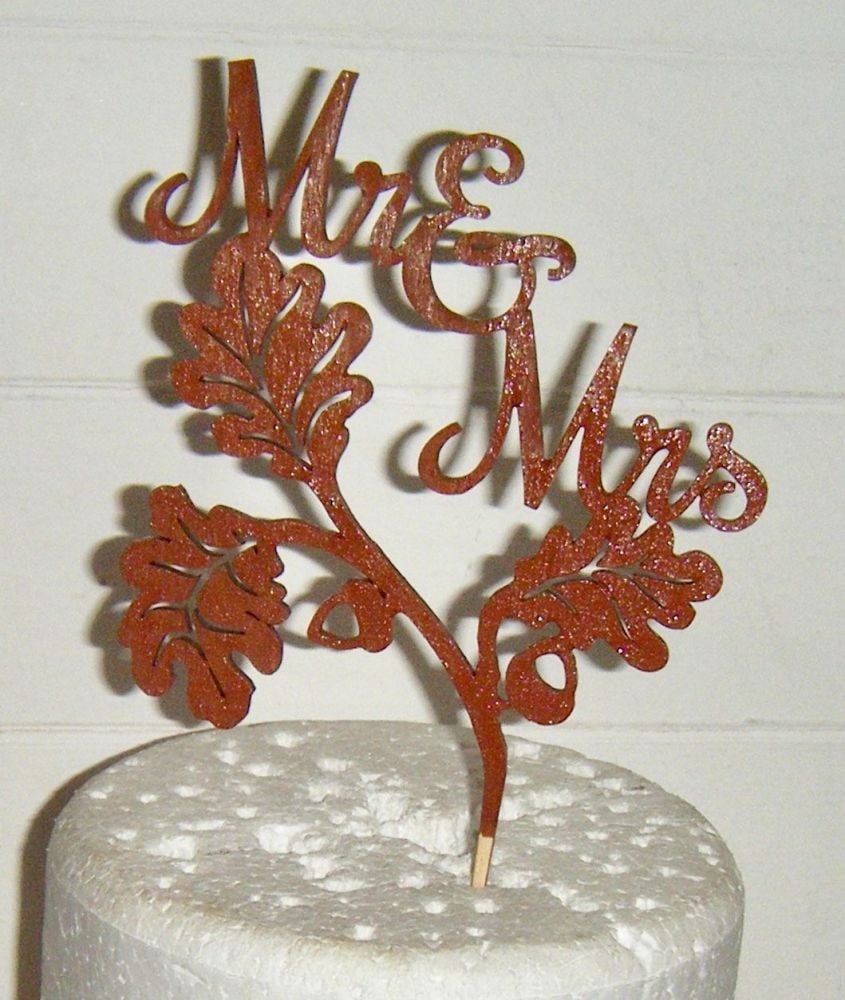 Autumn Mr Mrs Cake Topper