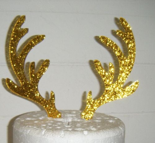 Reindeer Antlers Silhouette Cake Topper