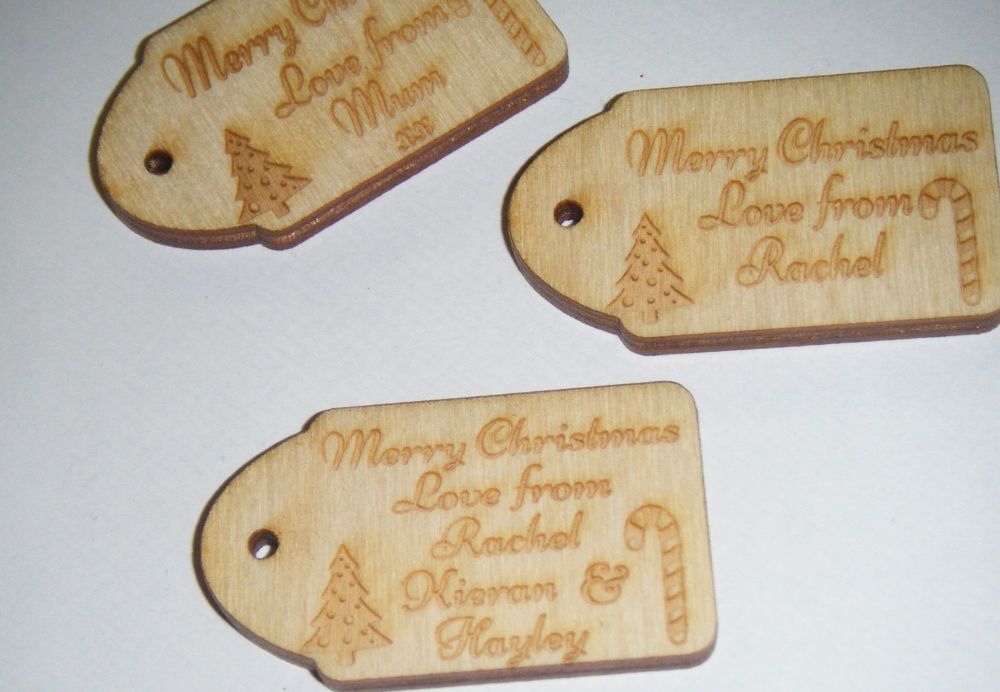 Christmas Wooden Mini Gift Tag - Wording of your choice