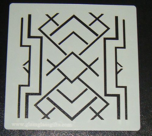 Art Deco squares 5 inch Pattern Cake decorating stencil Airbrush Mylar Poly
