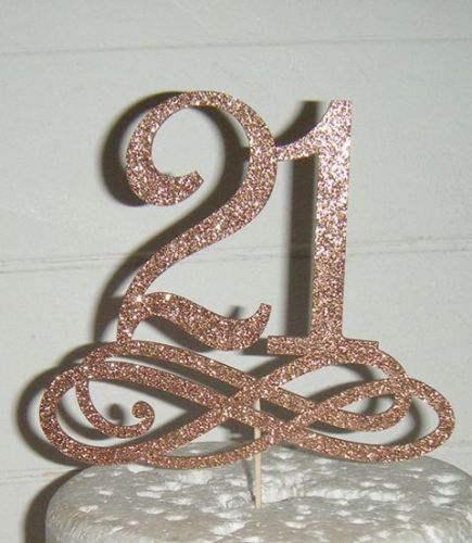 21 18, 30, 40, etc or any number with Swirls Base Cake Topper