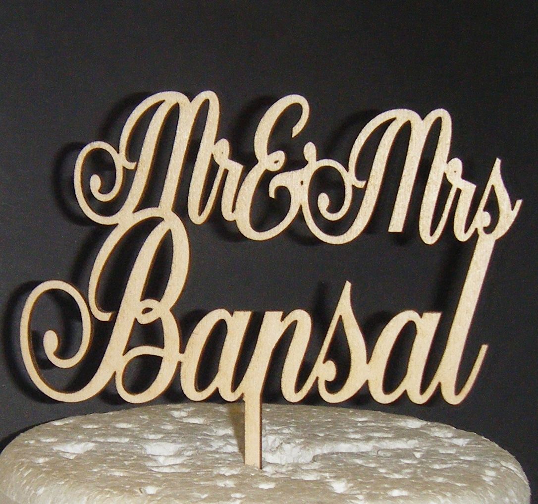 Mr + Mrs Name Cake Topper 3 (or same sex)