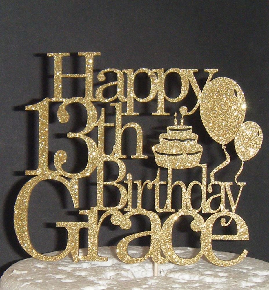 Balloons Cake Happy Birthday and Name Topper Custom made