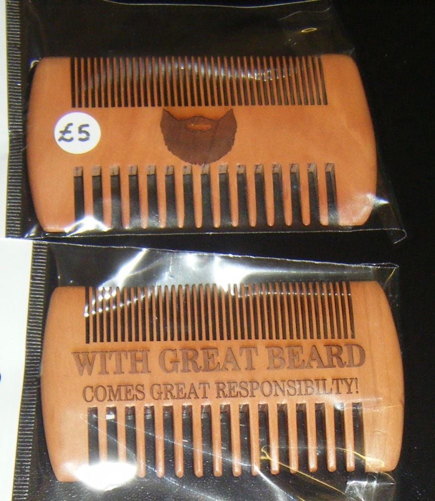 Wooden Beard Comb with Engraving