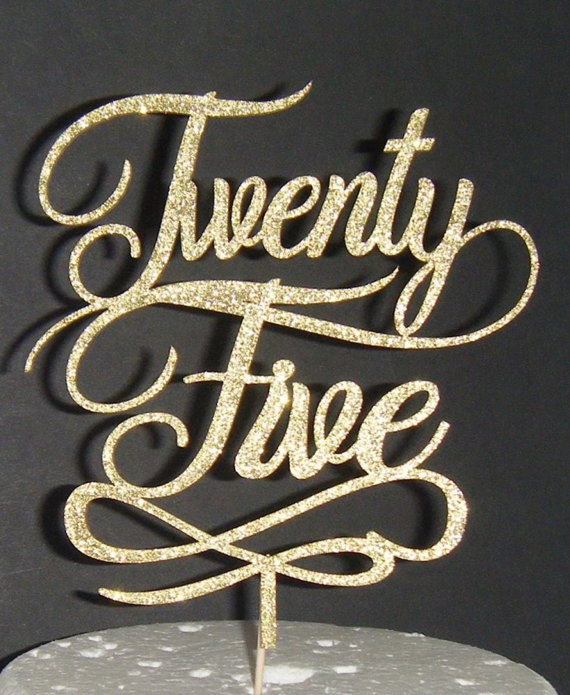 Twenty Five 25 Cake Topper Swirl