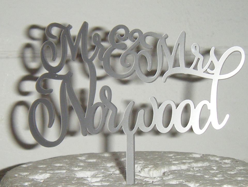 Mr + Mrs Name Cake Topper 4 (or same sex)