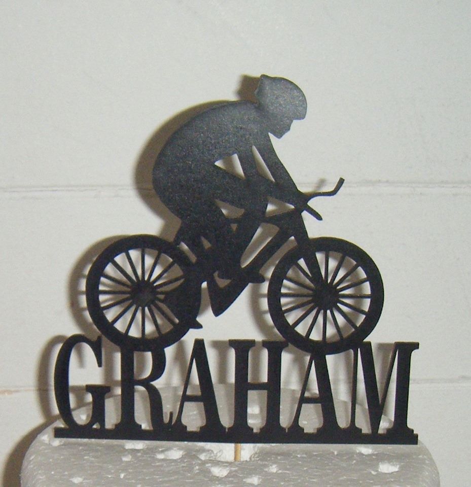 Cyclist Name Silhouette Topper Custom Made