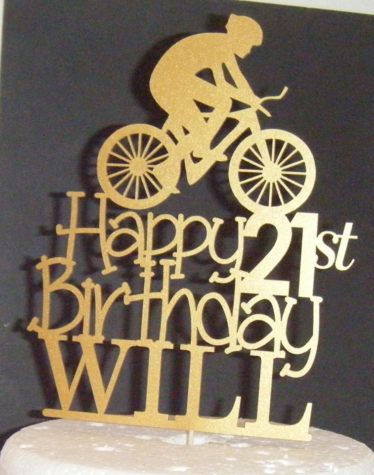 Cyclist Name Age Happy Birthday Silhouette Topper Custom Made