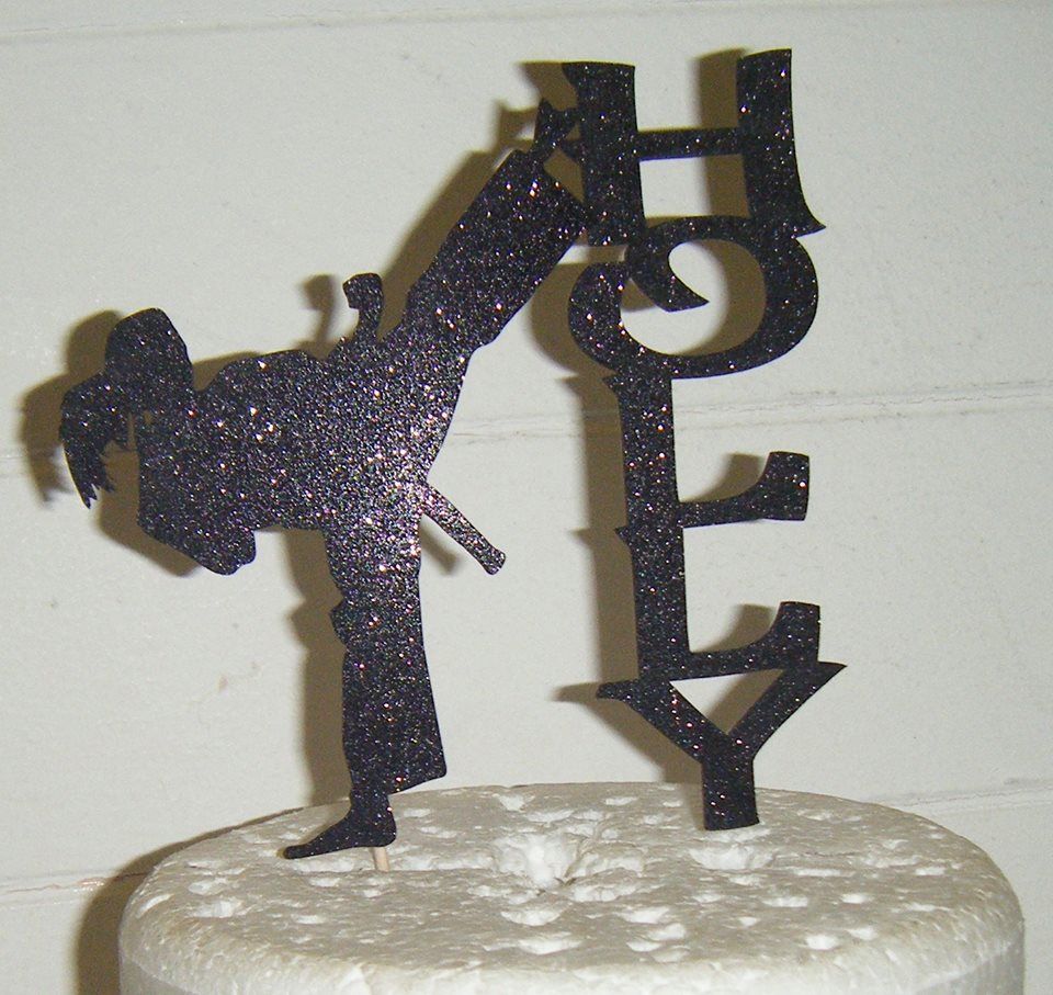 Karate Martial Arts Name Silhouette Topper Custom Made (Boy or Girl)