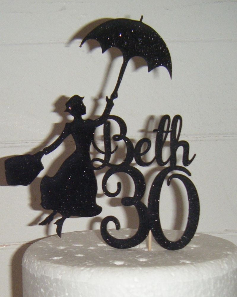 Mary Poppins with Name Number Topper Custom made