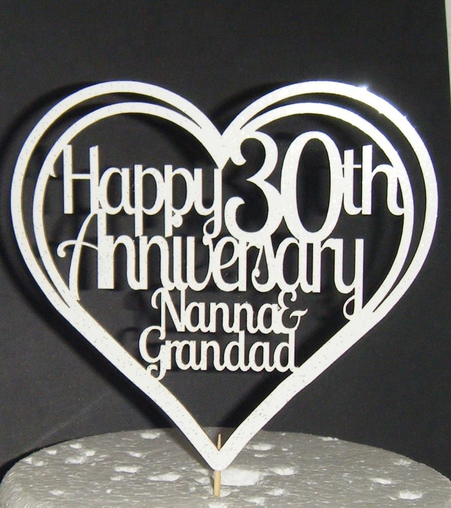 Custom Anniversary with Names in Heart Cake Topper