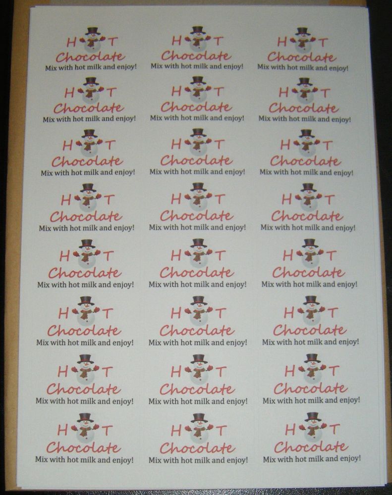 Sheet of Snowman Mix with Hot Milk Stickers A4 - 24 per Sheet