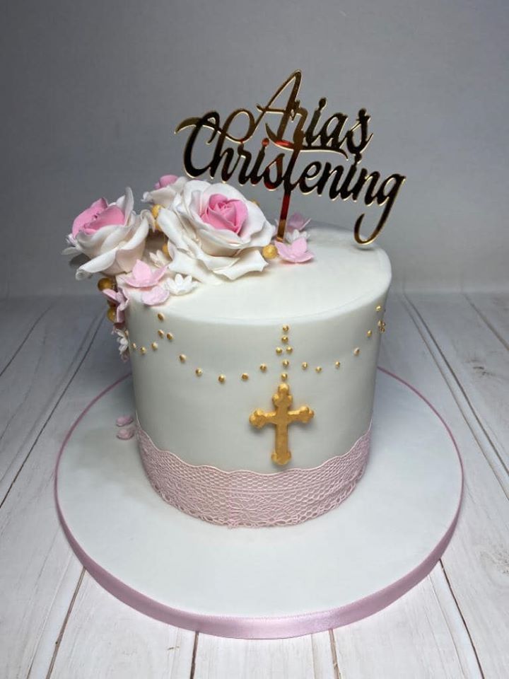 Custom Name Christening Cake Topper 2