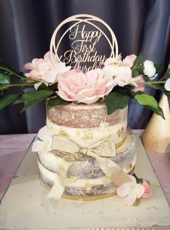 Happy First Birthday - Circle Custom Name Cake Topper