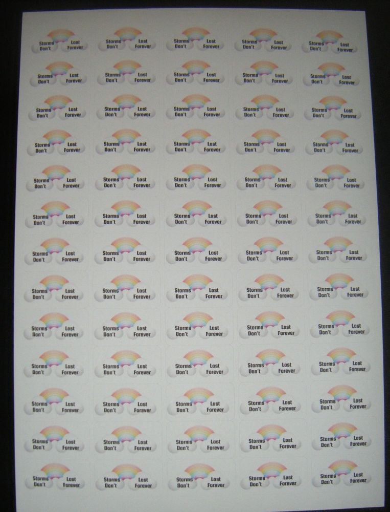 A4 65 Per Sheet Sheet of Rainbow Stickers - Storms Don't Last Forever