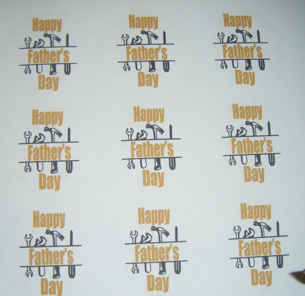 A4 Sheet of Round Father's Day Stickers Tools Design
