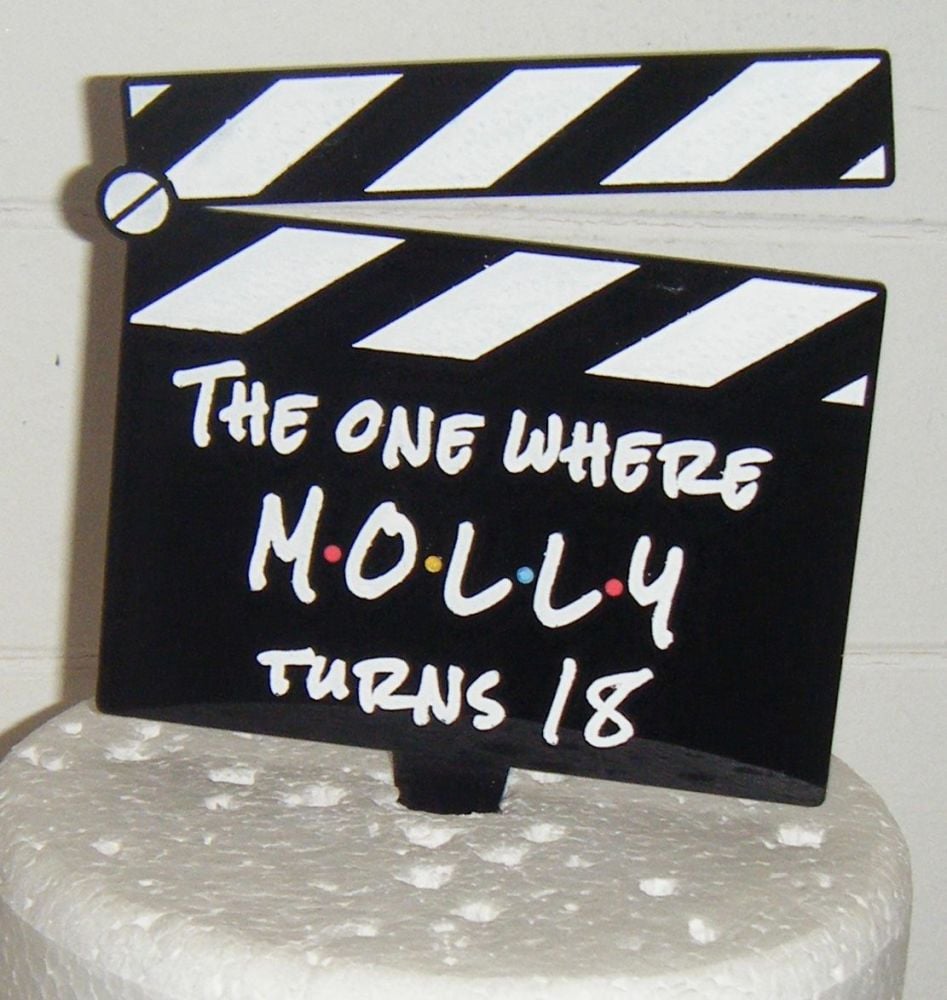 Friends Themed Clapperboard Number and Name Custom Cake Topper